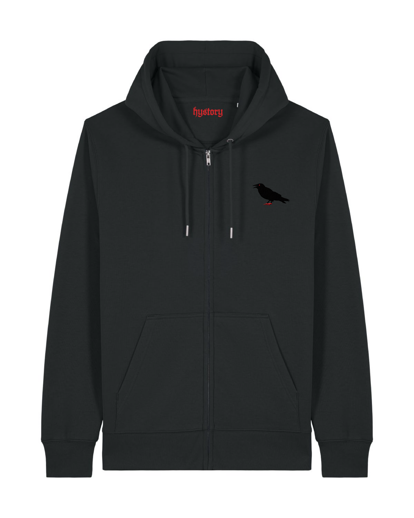 Crow Embroidered Zip Hoodie