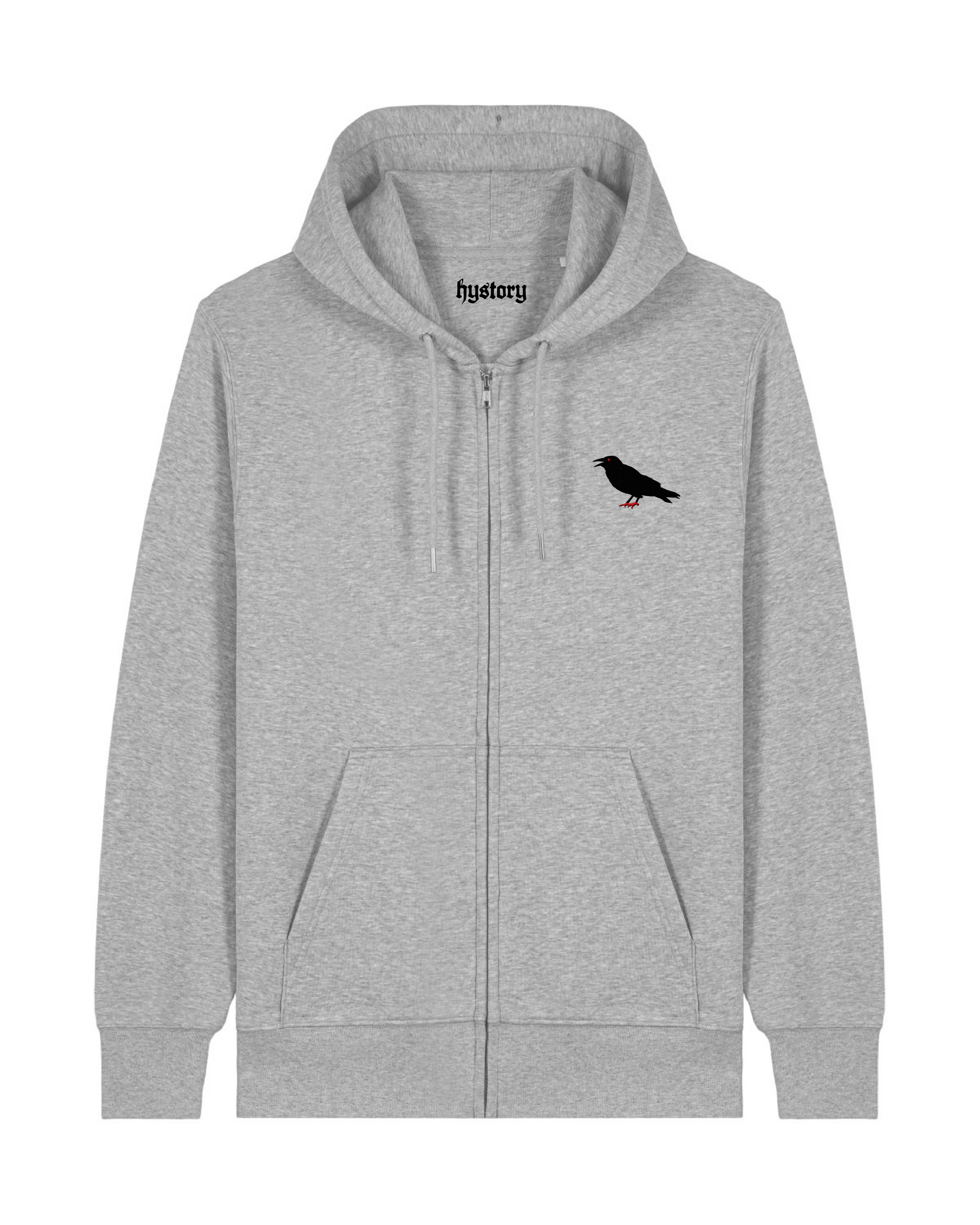 Crow Embroidered Zip Hoodie