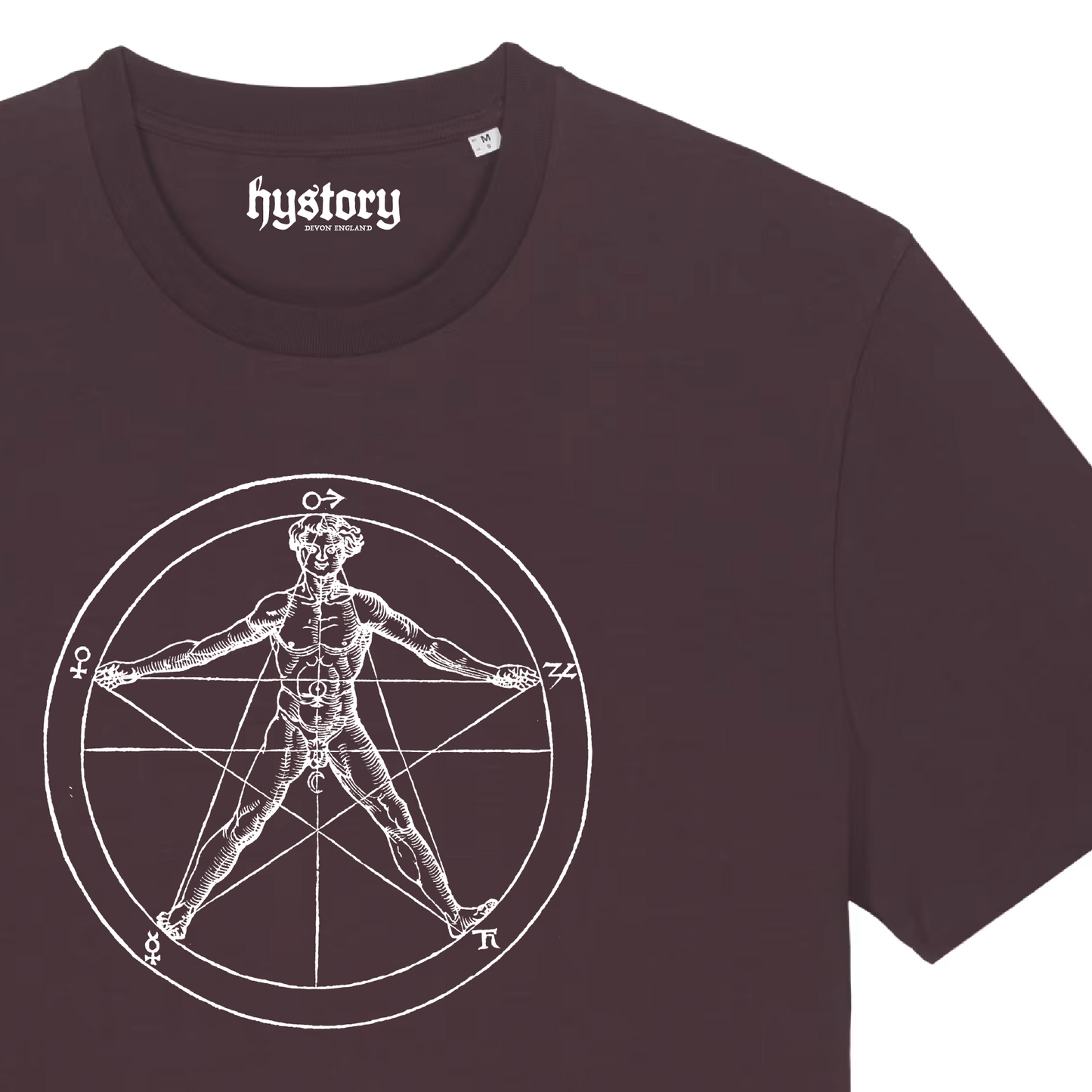 Human Pentagram T Shirt Oxblood