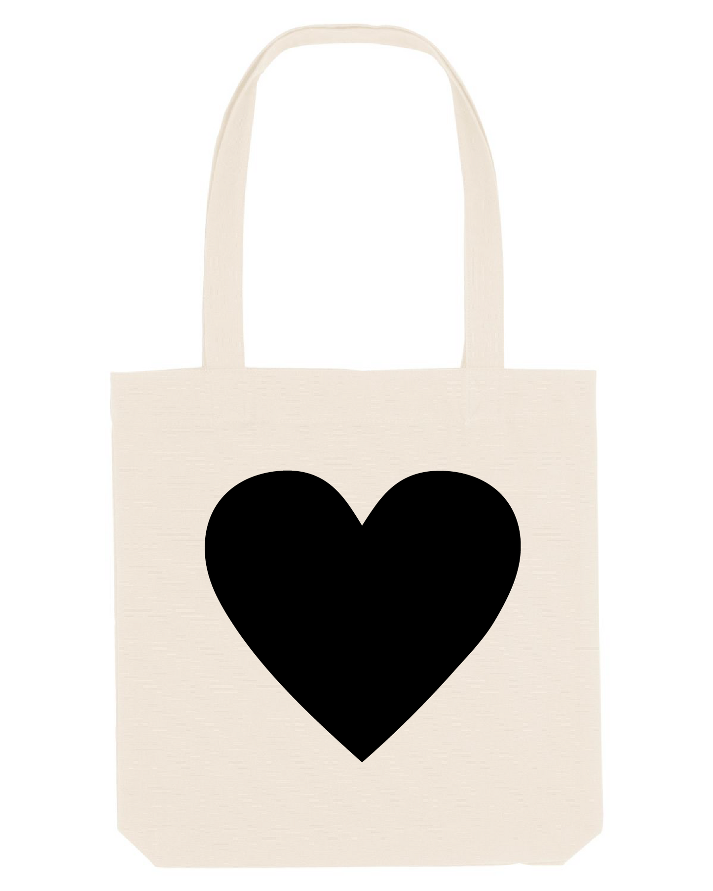 Black Heart Tote Bag Natural