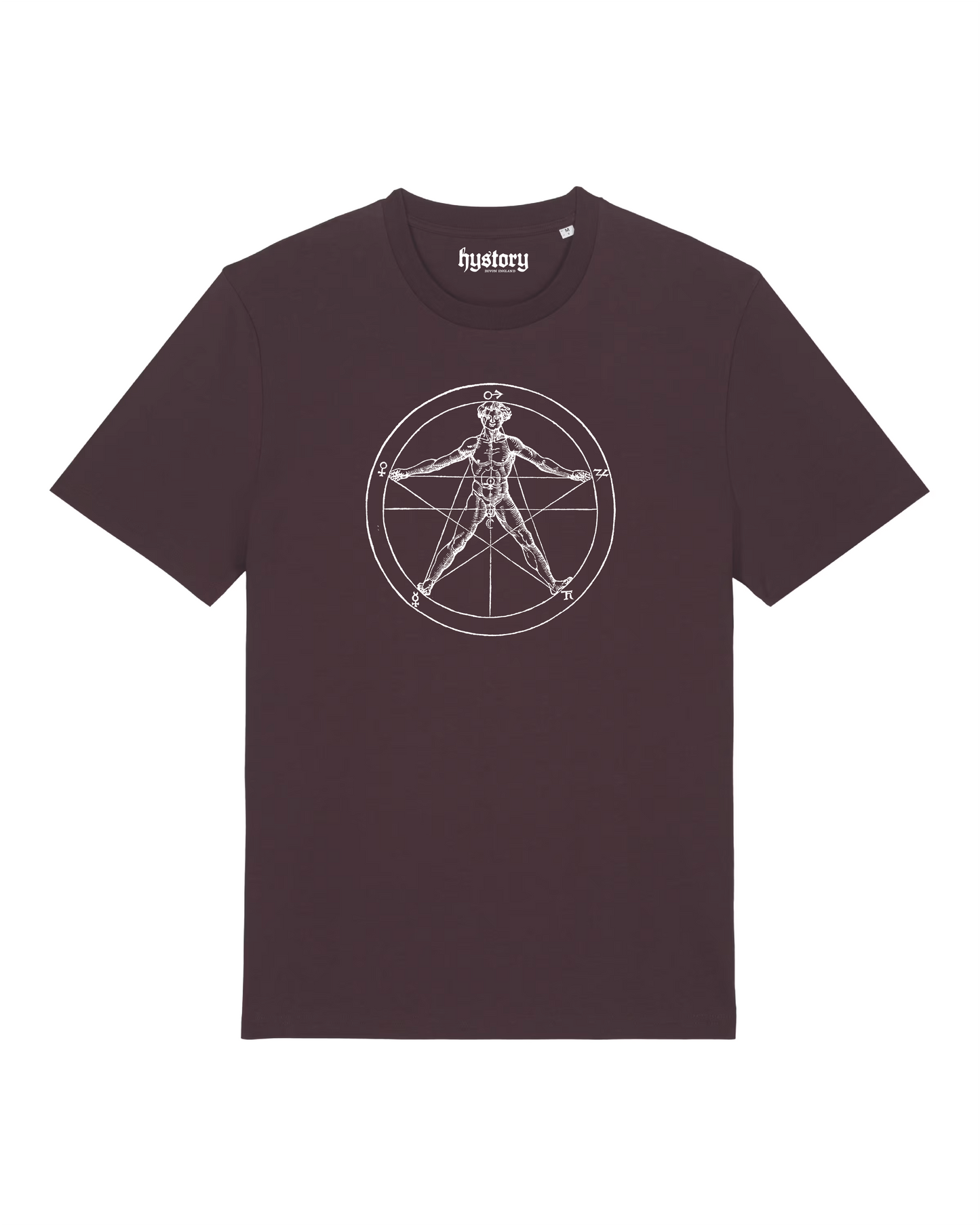 Human Pentagram T Shirt Oxblood