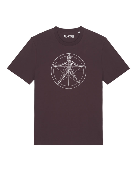Human Pentagram T Shirt Oxblood
