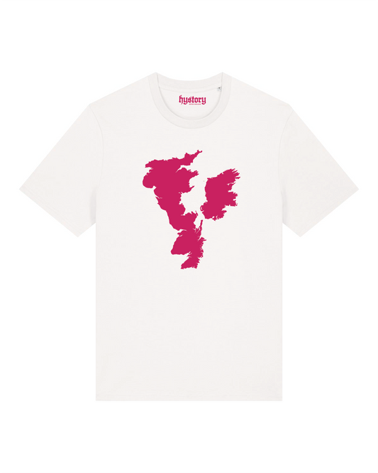 Inverted British Isles T Shirt Milk and Raspberry