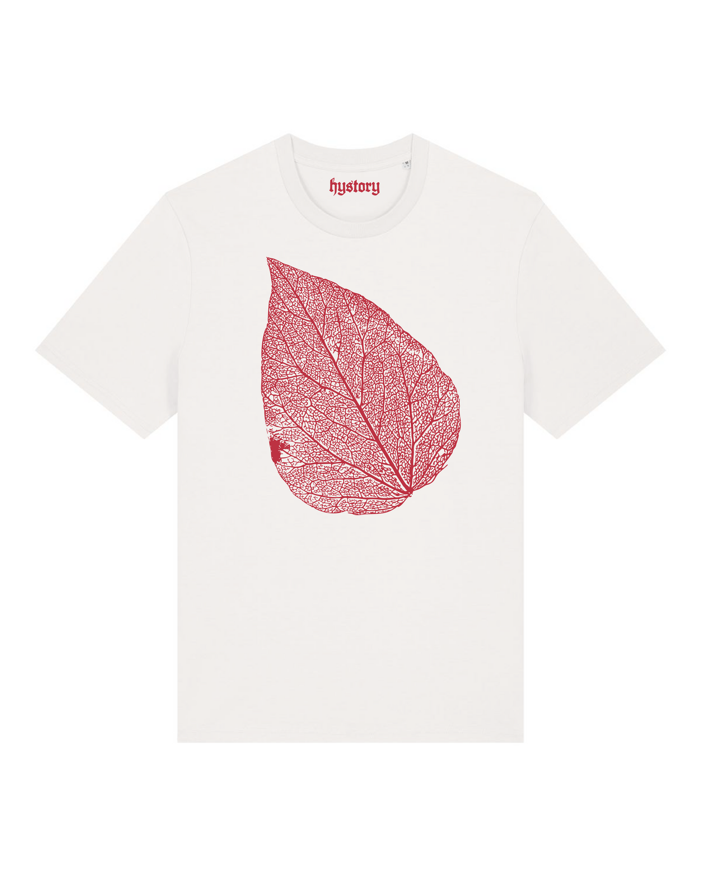 Leaf Skeleton T Shirt Milk and Red