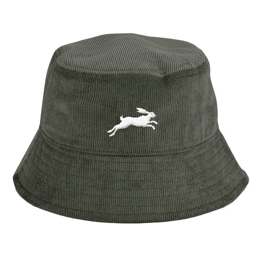 Running Hare Embroidered Corduroy Bucket Hat