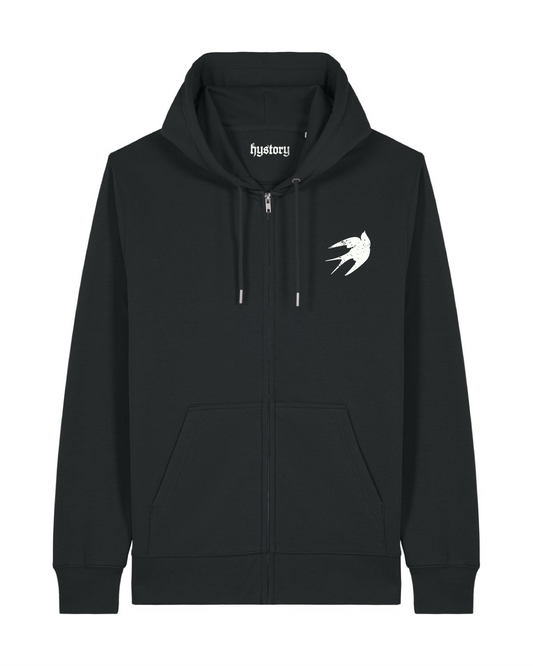 Swallow Embroidered Zip Hoodie