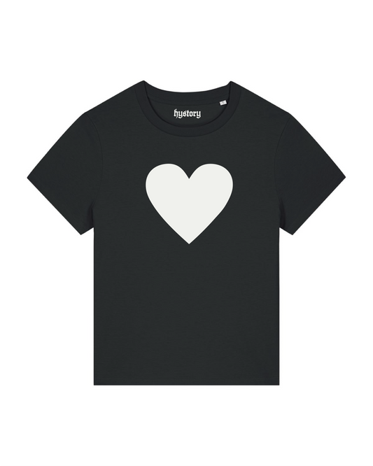 White Heart Women's Fit T Shirt Black