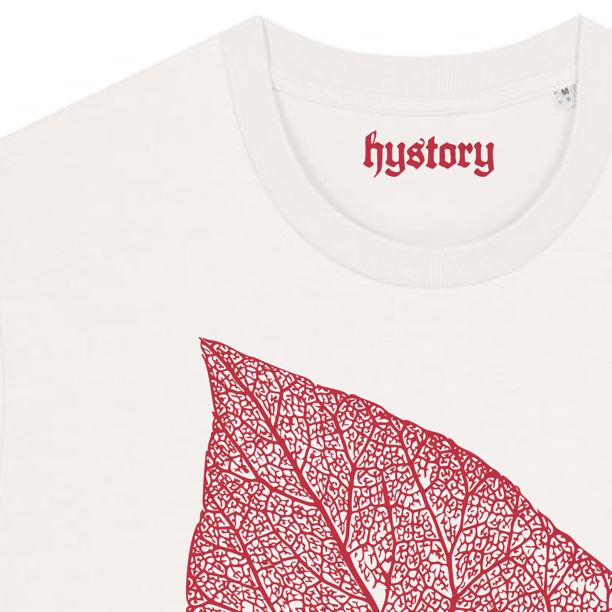 Leaf Skeleton T Shirt Milk and Red